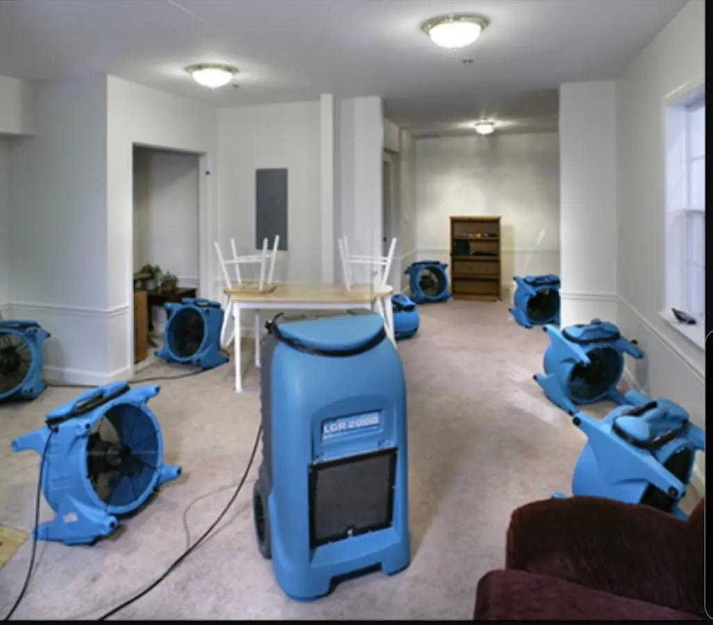Air movers and dehumidifier setup for Water Extraction & Removal in Alexander City